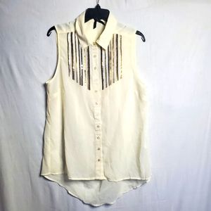 Ali & Kris plus size sz 1X cream with sequins sleeveless dress tank top